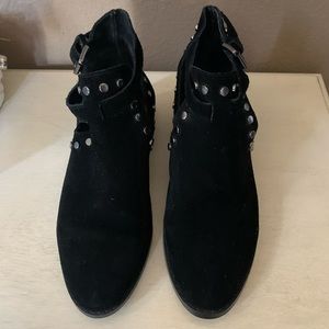 Black leather studded booties